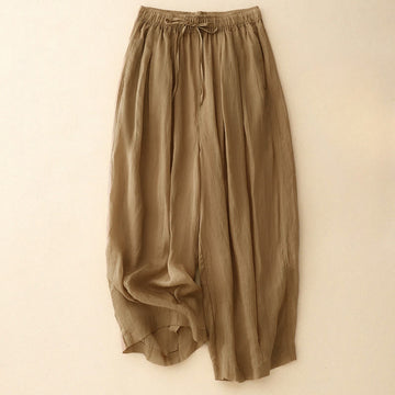 Casual Loose Double Layer 7-8 Length Cropped Pants Women's Pants With Pockets