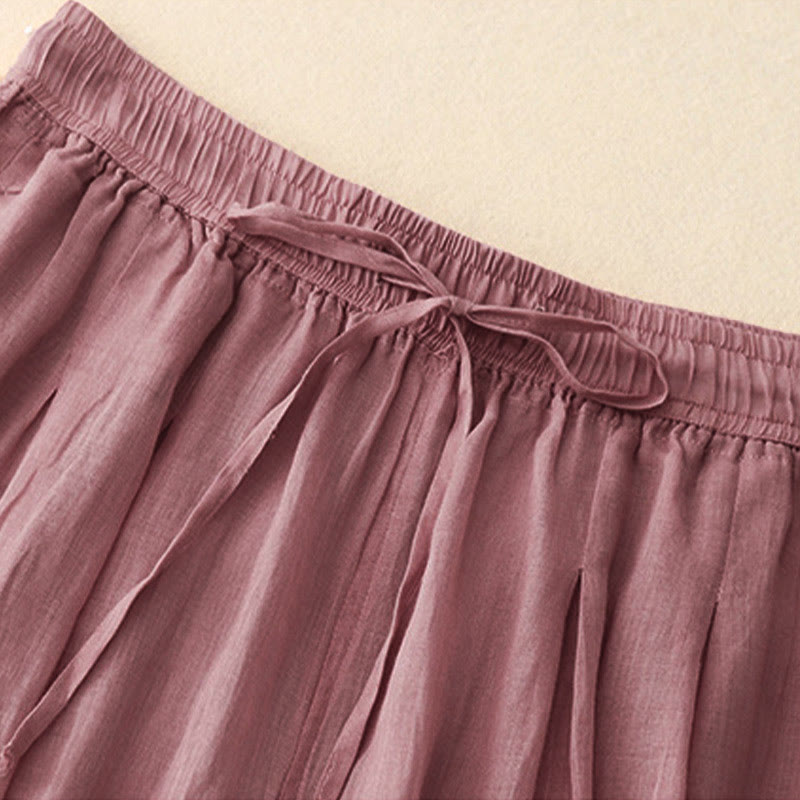 Casual Loose Double Layer 7-8 Length Cropped Pants Women's Pants With Pockets