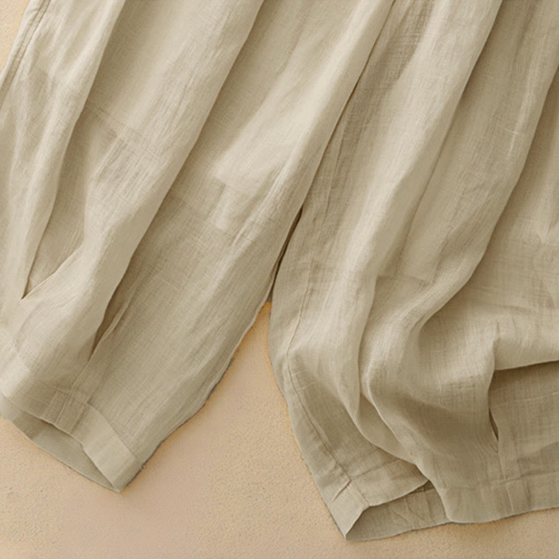 Casual Loose Double Layer 7-8 Length Cropped Pants Women's Pants With Pockets