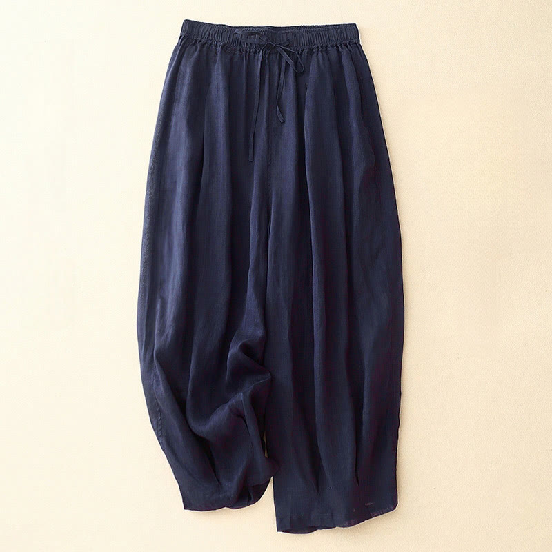 Casual Loose Double Layer 7-8 Length Cropped Pants Women's Pants With Pockets