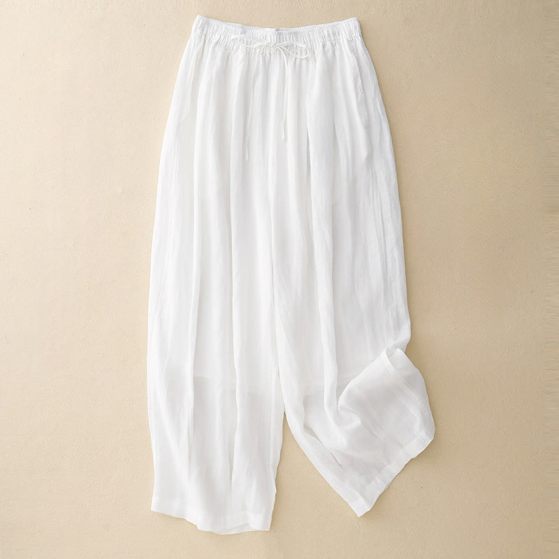Casual Loose Double Layer 7-8 Length Cropped Pants Women's Pants With Pockets