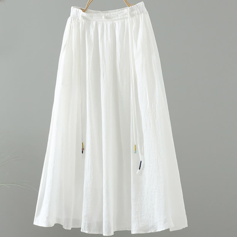 Breathable Flowing Meditation Midi Skirt with Pockets