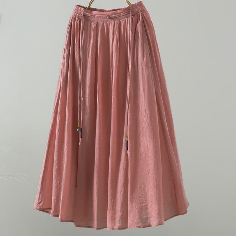 Breathable Flowing Meditation Midi Skirt with Pockets