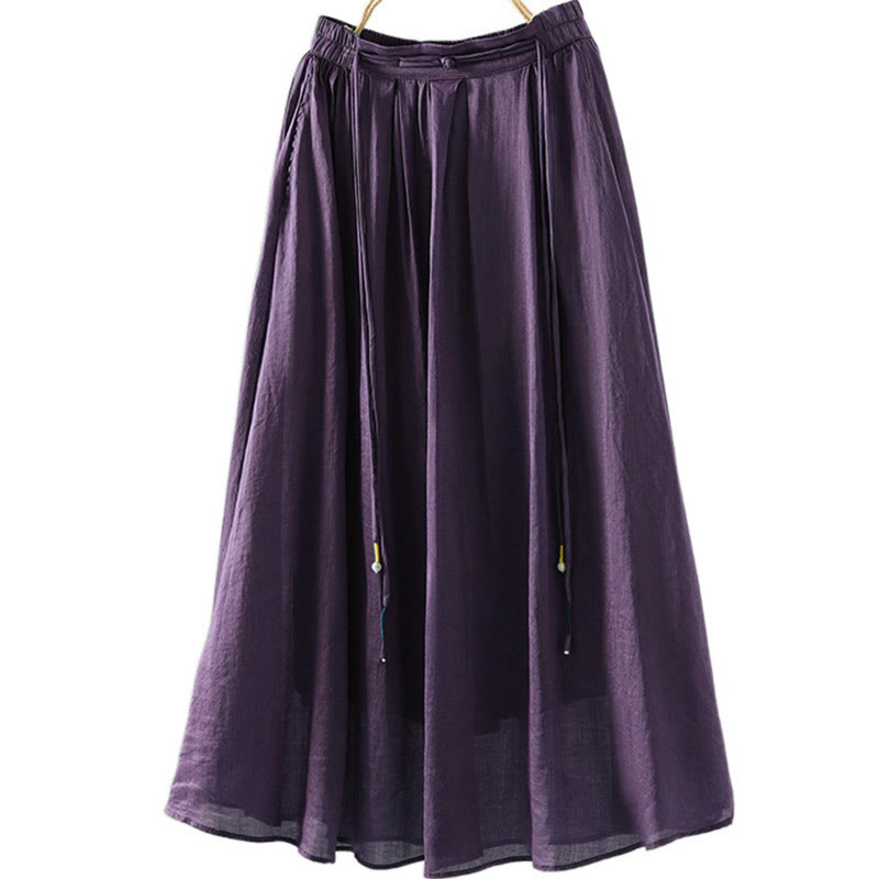Breathable Flowing Meditation Midi Skirt with Pockets