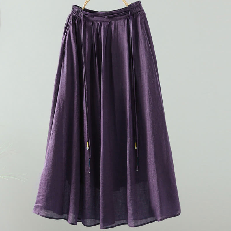 Breathable Flowing Meditation Midi Skirt with Pockets