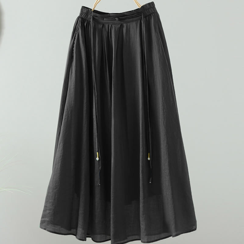 Breathable Flowing Meditation Midi Skirt with Pockets