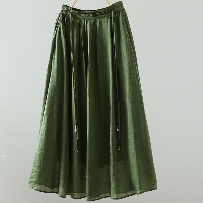 Breathable Flowing Meditation Midi Skirt with Pockets