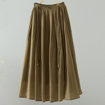 Breathable Flowing Meditation Midi Skirt with Pockets