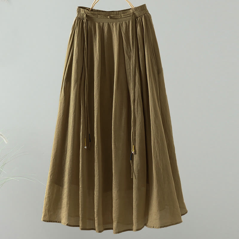 Breathable Flowing Meditation Midi Skirt with Pockets