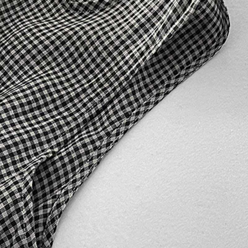 Casual Plain Handmade Plaid Midi Dress Cotton Sleeveless Dress With Pockets