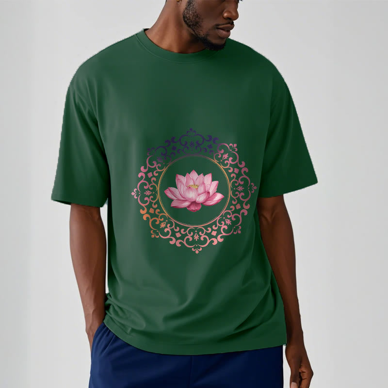 Breathable Cotton Lotus Mandala Meditation T-Shirt