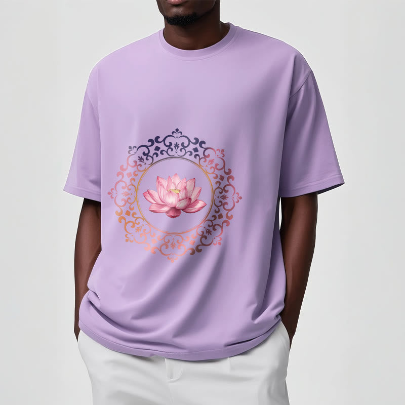 Breathable Cotton Lotus Mandala Meditation T-Shirt