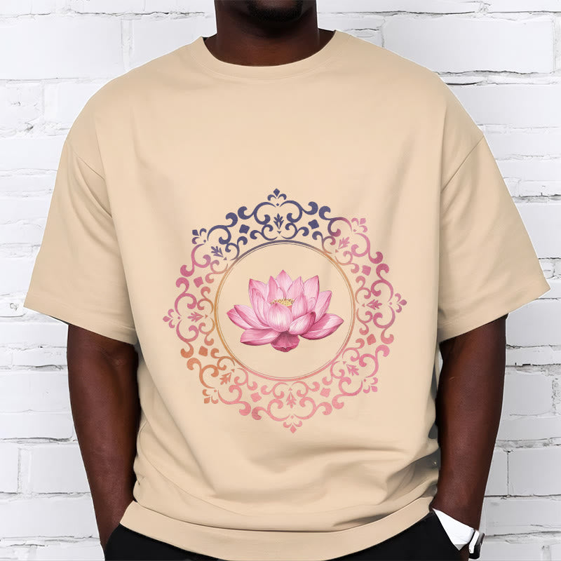 Breathable Cotton Lotus Mandala Meditation T-Shirt