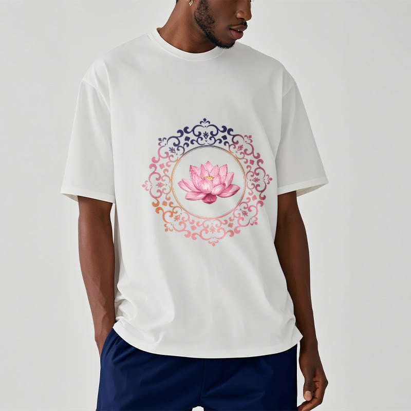 Breathable Cotton Lotus Mandala Meditation T-Shirt