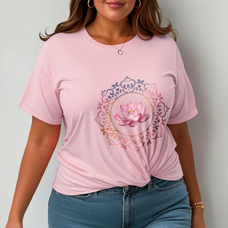 Breathable Cotton Lotus Mandala Meditation T-Shirt