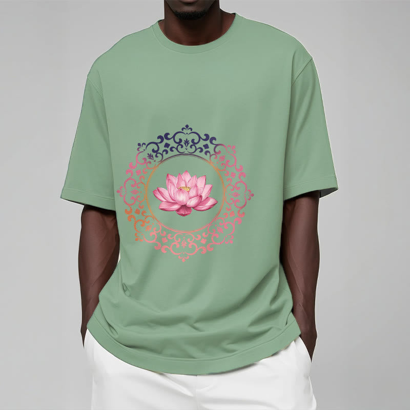 Breathable Cotton Lotus Mandala Meditation T-Shirt