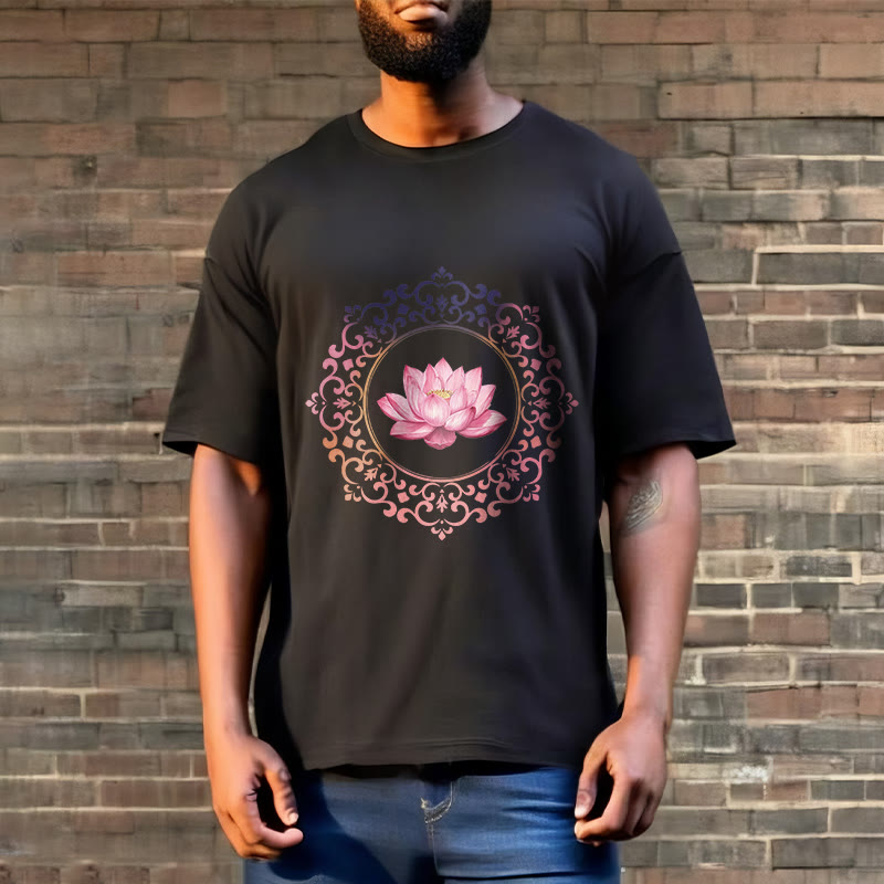 Breathable Cotton Lotus Mandala Meditation T-Shirt