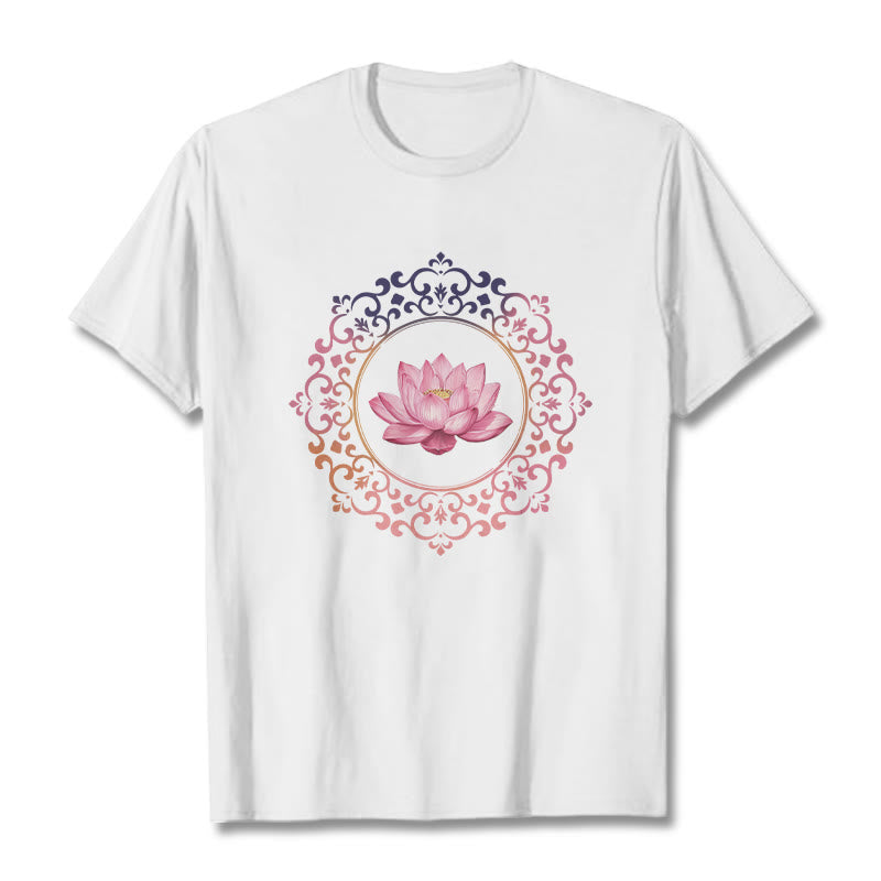 Breathable Cotton Lotus Mandala Meditation T-Shirt