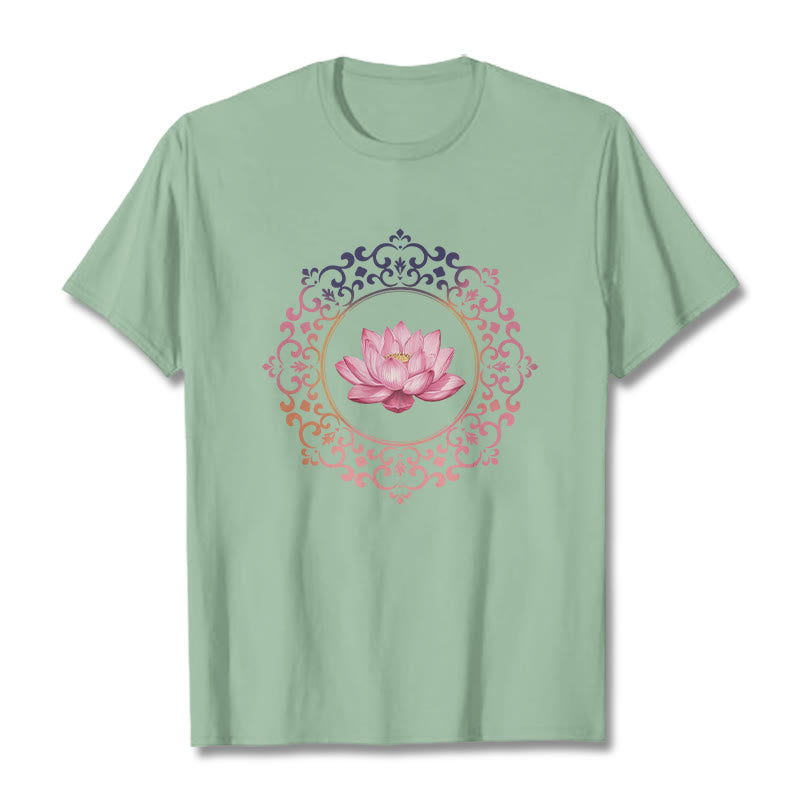 Breathable Cotton Lotus Mandala Meditation T-Shirt