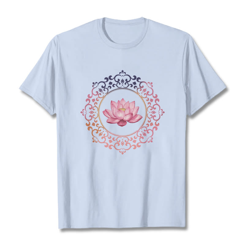 Breathable Cotton Lotus Mandala Meditation T-Shirt