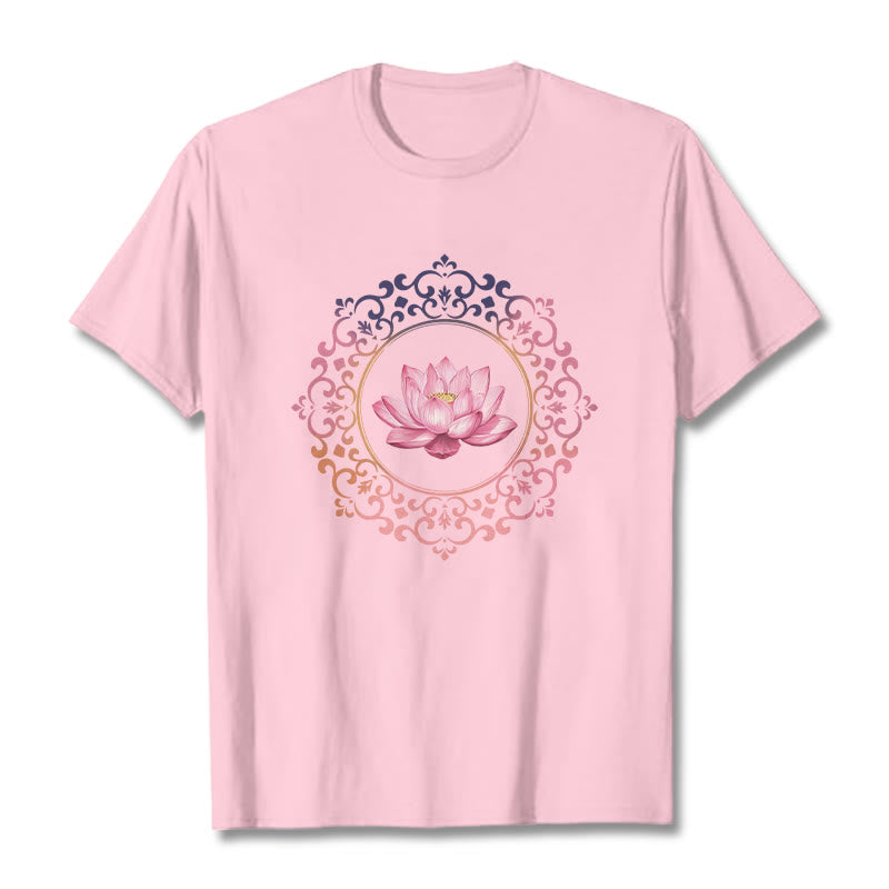Breathable Cotton Lotus Mandala Meditation T-Shirt
