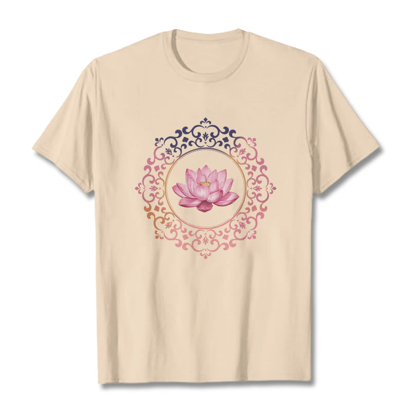 Breathable Cotton Lotus Mandala Meditation T-Shirt