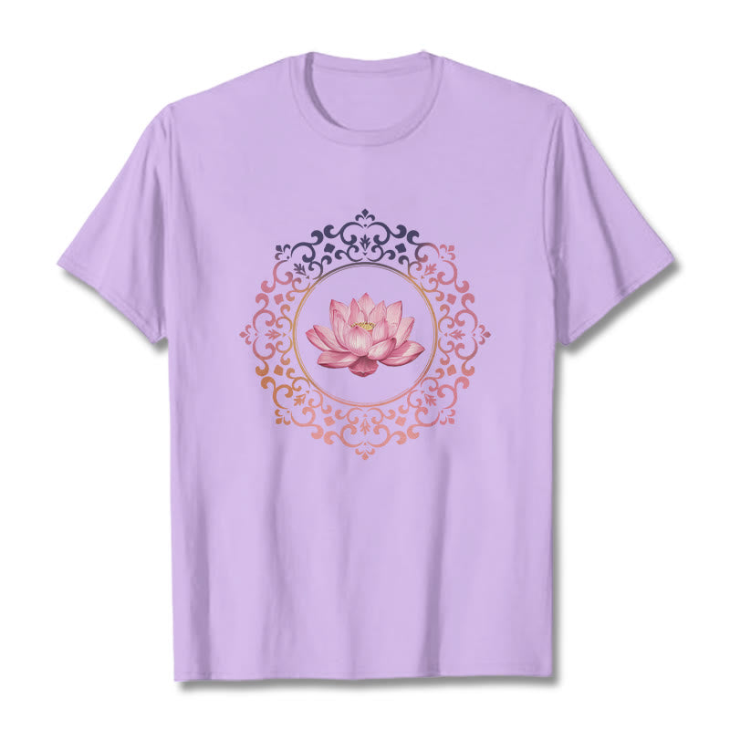 Breathable Cotton Lotus Mandala Meditation T-Shirt