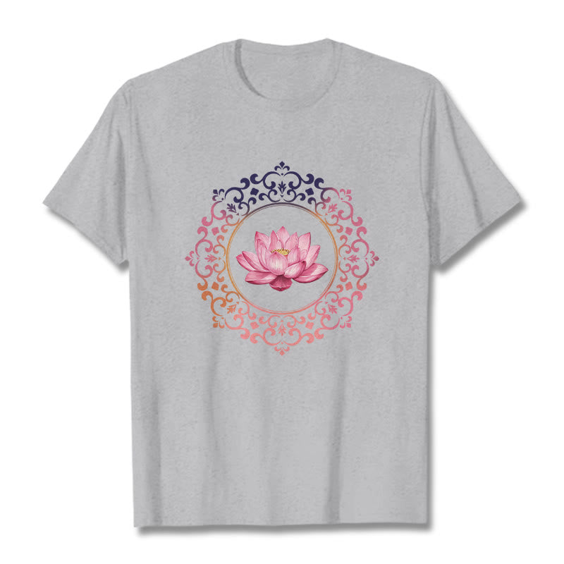 Breathable Cotton Lotus Mandala Meditation T-Shirt