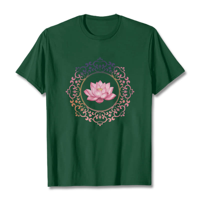 Breathable Cotton Lotus Mandala Meditation T-Shirt
