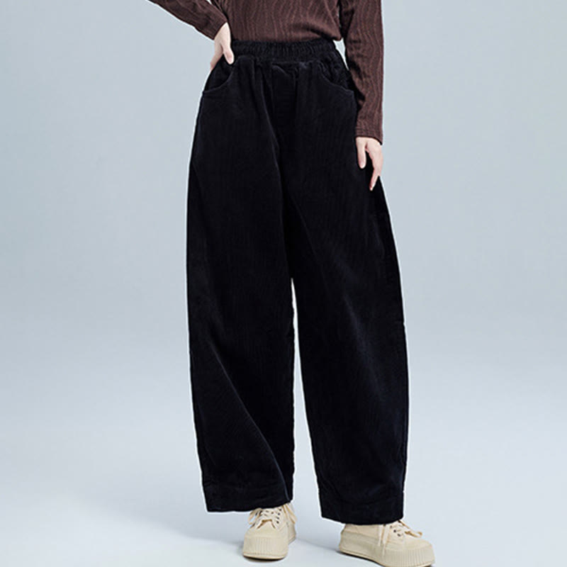 Breathable Cotton Corduroy Tapered High-Waist Meditation Pants
