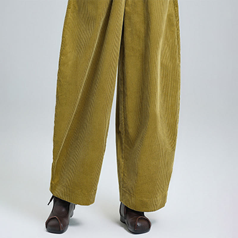 Breathable Cotton Corduroy Tapered High-Waist Meditation Pants
