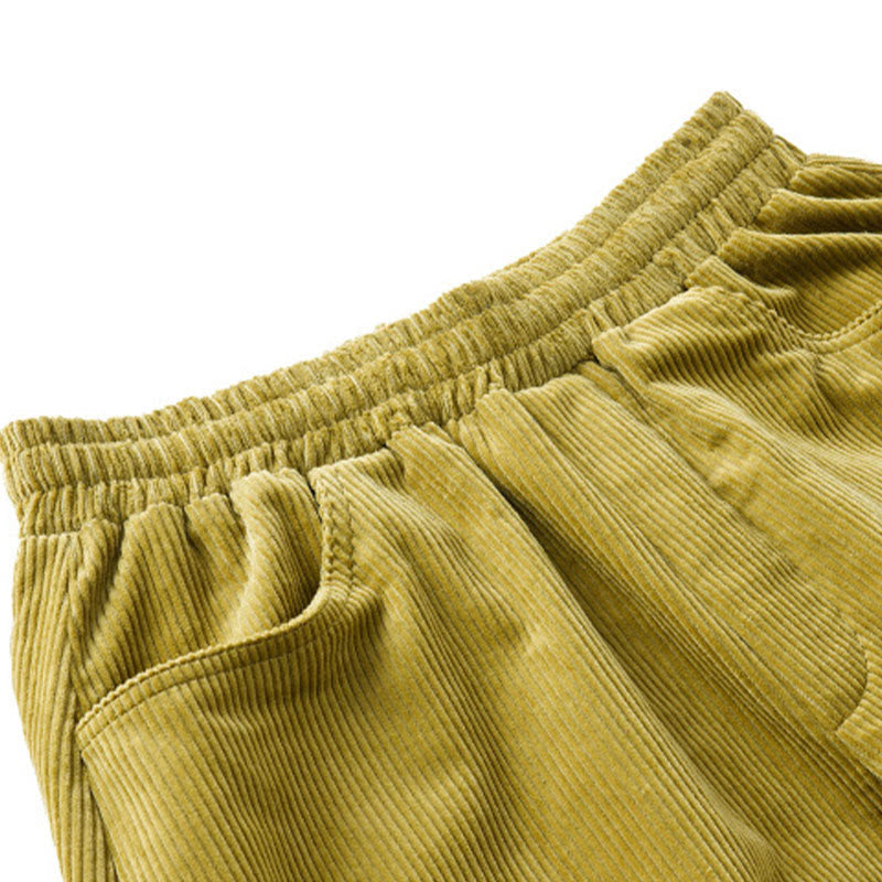Breathable Cotton Corduroy Tapered High-Waist Meditation Pants