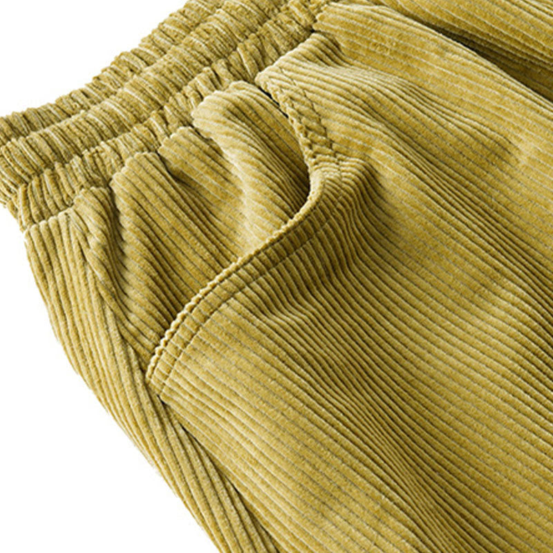 Breathable Cotton Corduroy Tapered High-Waist Meditation Pants