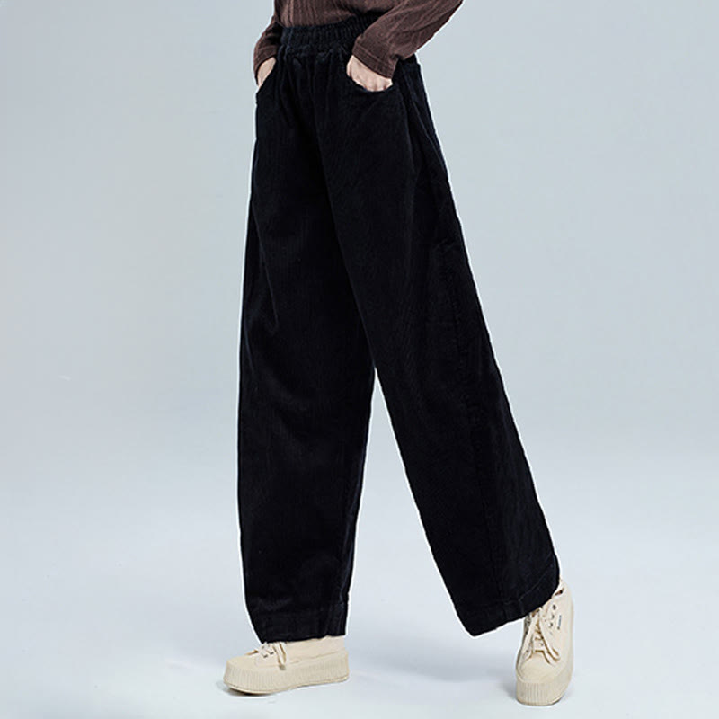 Breathable Cotton Corduroy Tapered High-Waist Meditation Pants