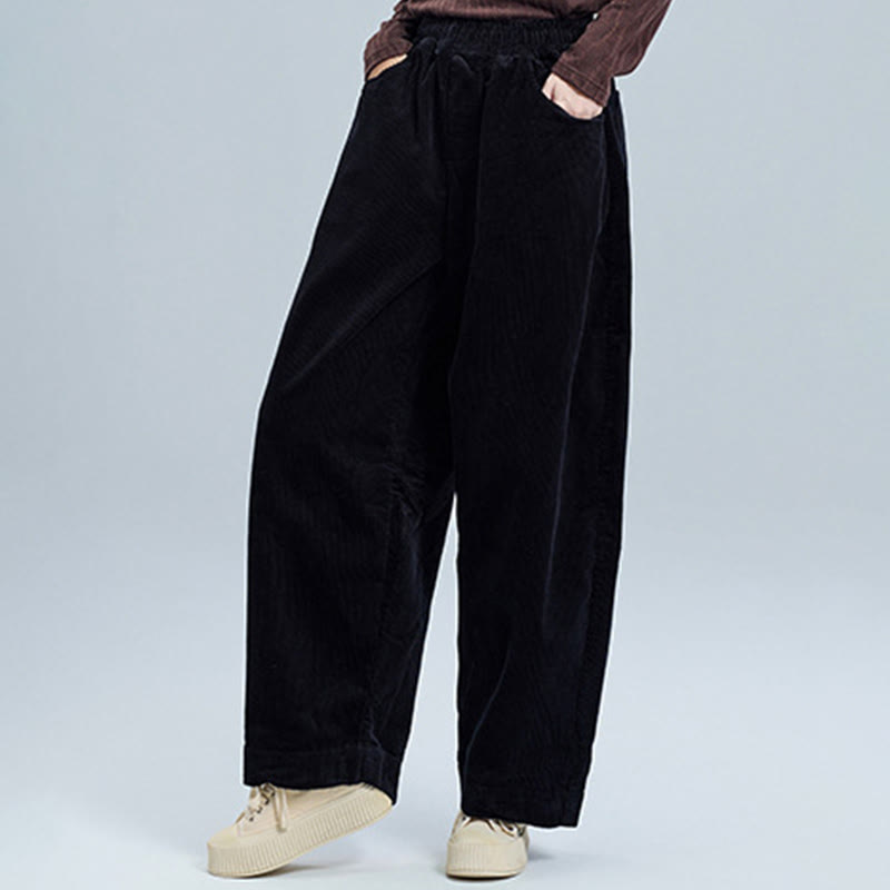 Breathable Cotton Corduroy Tapered High-Waist Meditation Pants