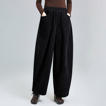 Breathable Cotton Corduroy Tapered High-Waist Meditation Pants
