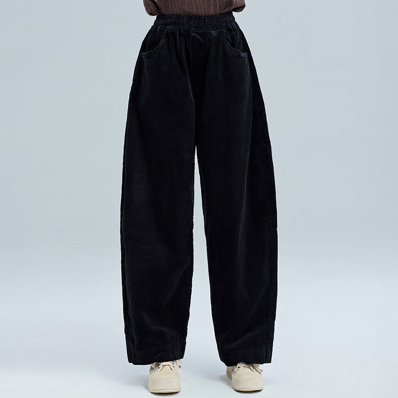 Breathable Cotton Corduroy Tapered High-Waist Meditation Pants