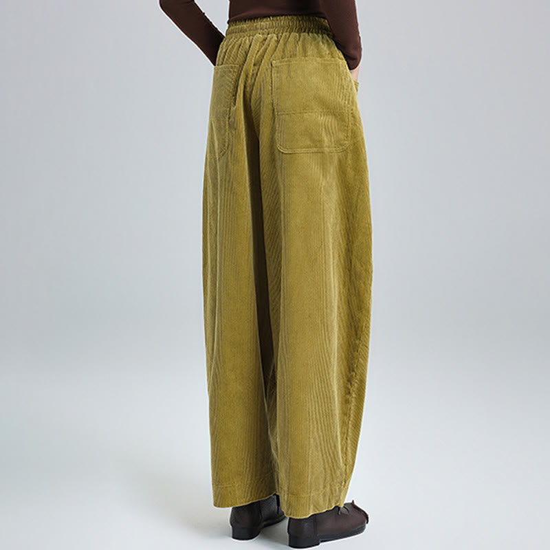 Breathable Cotton Corduroy Tapered High-Waist Meditation Pants