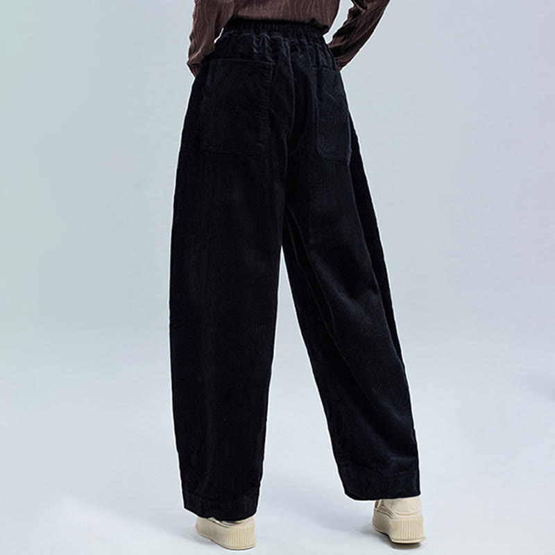 Breathable Cotton Corduroy Tapered High-Waist Meditation Pants