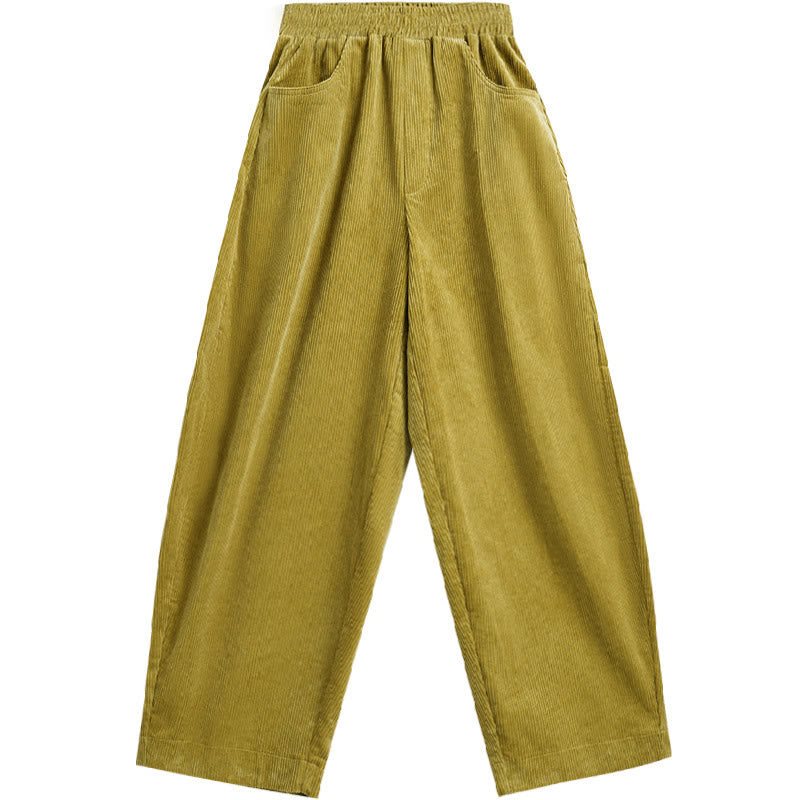Breathable Cotton Corduroy Tapered High-Waist Meditation Pants