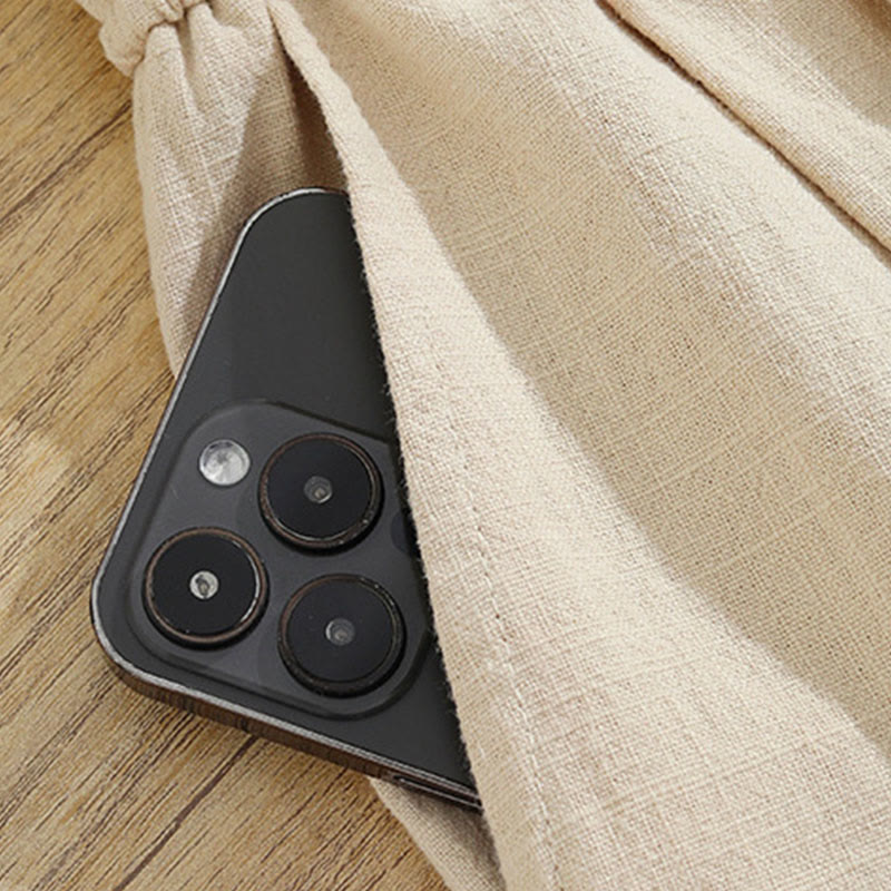 Women's Casual Vintage Plain Drawstring Carrot Design Cotton Linen Pants With Pockets