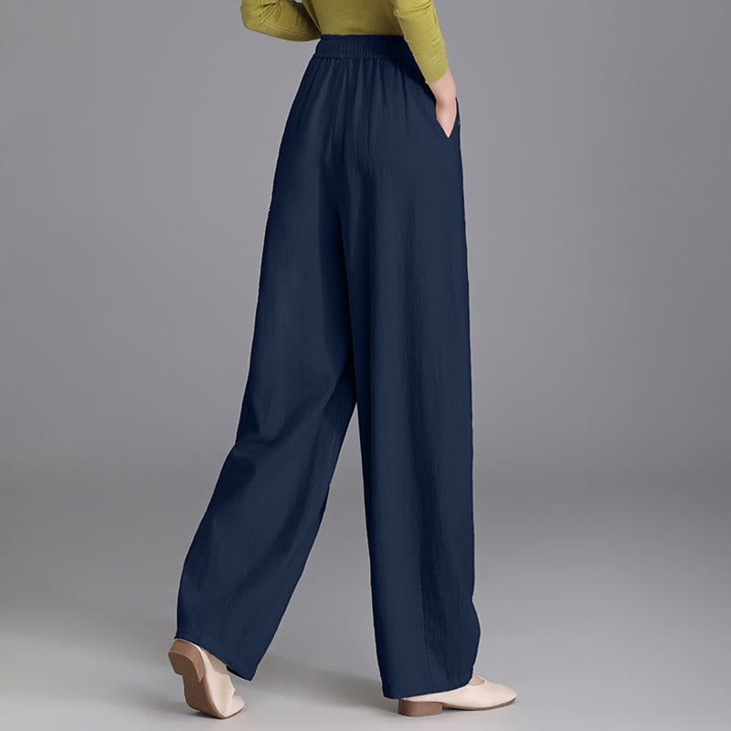 Women's Casual Vintage Plain Drawstring Carrot Design Cotton Linen Pants With Pockets