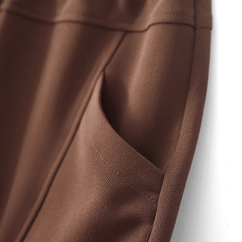 Women's Casual Vintage Patchwork High Waist Design Thermal Pants With Pockets