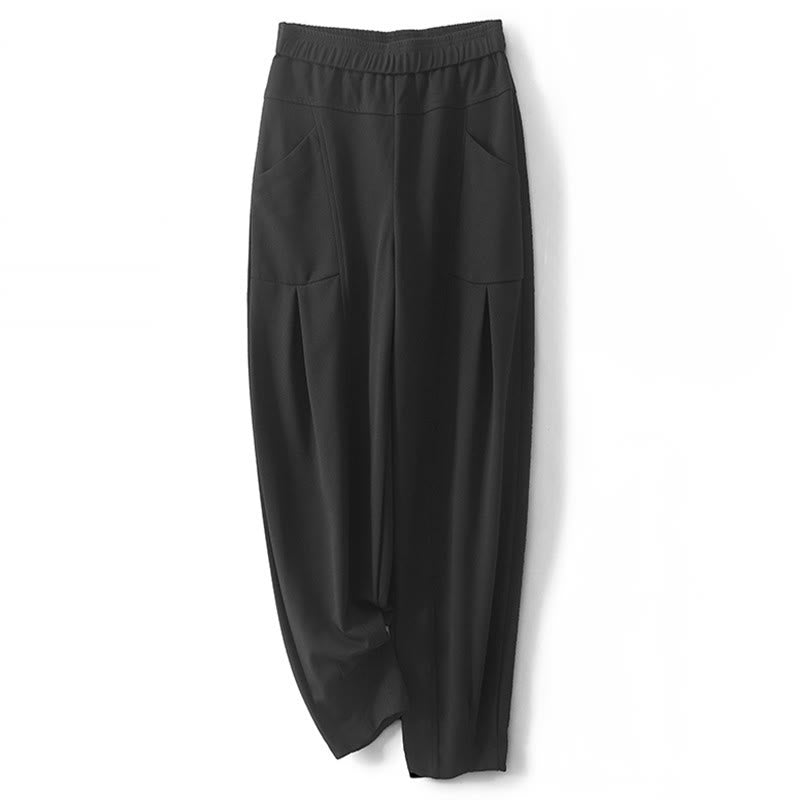 Women's Casual Vintage Patchwork High Waist Design Thermal Pants With Pockets