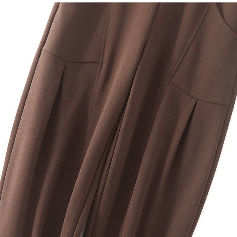 Women's Casual Vintage Patchwork High Waist Design Thermal Pants With Pockets