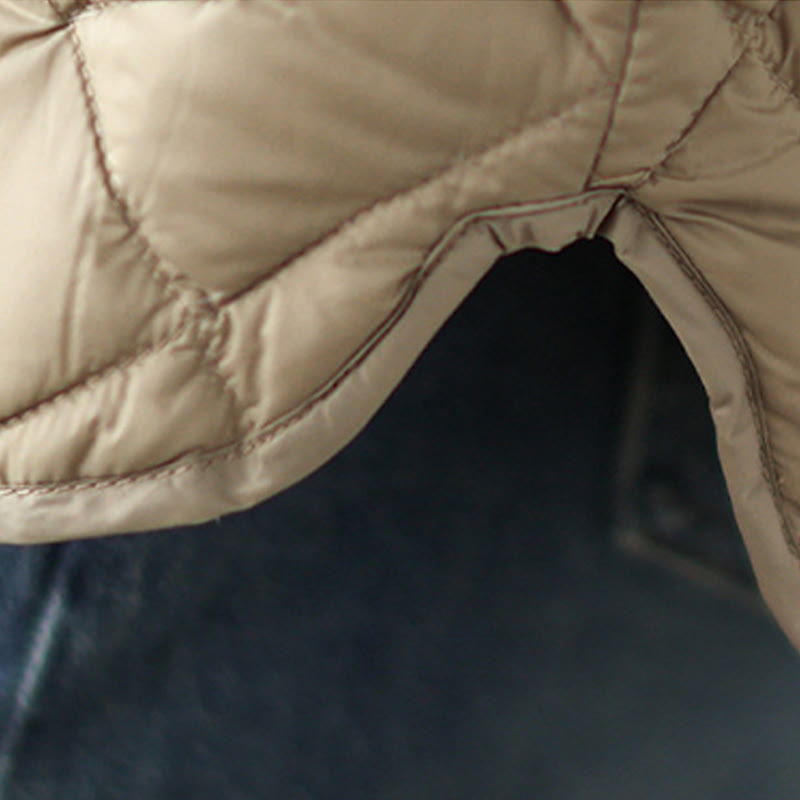 Women's Fall Long Sleeve Diamond Quilted Design Cotton Thermal Jacket With Pockets