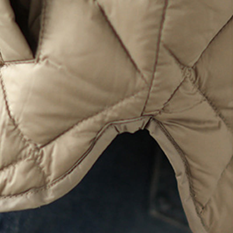 Women's Fall Long Sleeve Diamond Quilted Design Cotton Thermal Jacket With Pockets