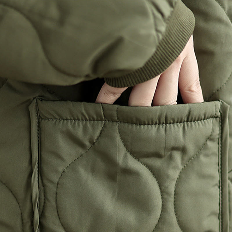 Women's Plain Zipper Design Cotton Long Sleeve Jacket With Pockets