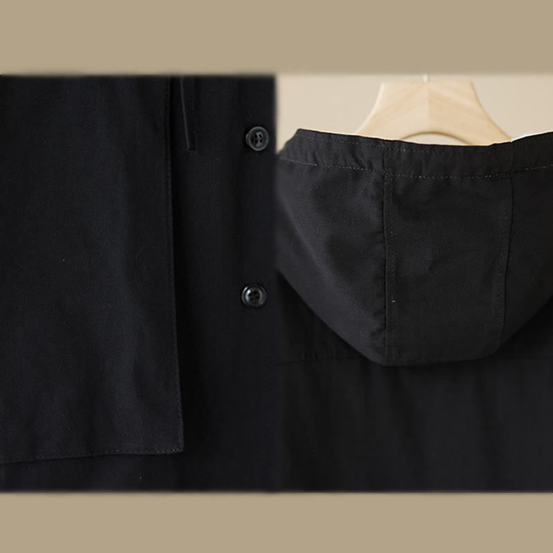 Women's Plain Long Sleeve Hoodie Cotton Thermal Fleece-Lined Jacket With Pockets