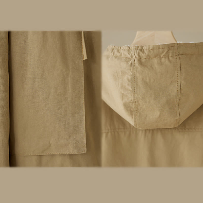 Women's Plain Long Sleeve Hoodie Cotton Thermal Fleece-Lined Jacket With Pockets